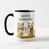 Niedliches Patchwork Cat Good Morgenkaffee Tasse (Links)