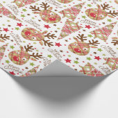 Niedliches Patchwork Frohe Weihnachten Geschenkpapier (Ecke)