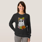 Niedliches Patchwork-Ghost mit Pumpkin-Körbchen T-Shirt (Vorne ganz)