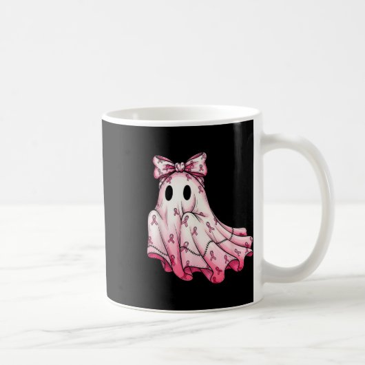 Niedliches Patchwork Ghost Pink Ribbon Brustkrebs Kaffeetasse (Rechts)