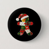 Niedliches Patchwork Gingerbrei Mann Weihnachten M Button (Vorderseite)
