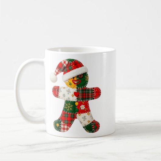 Niedliches Patchwork Gingerbrei Mann Weihnachten M Kaffeetasse (Links)