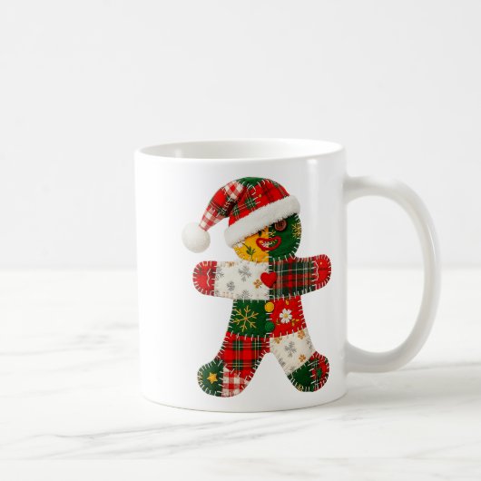 Niedliches Patchwork Gingerbrei Mann Weihnachten M Kaffeetasse (Rechts)