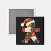 Niedliches Patchwork Gingerbrei Mann Weihnachten M Magnet (Vorderseite/Rückseite)