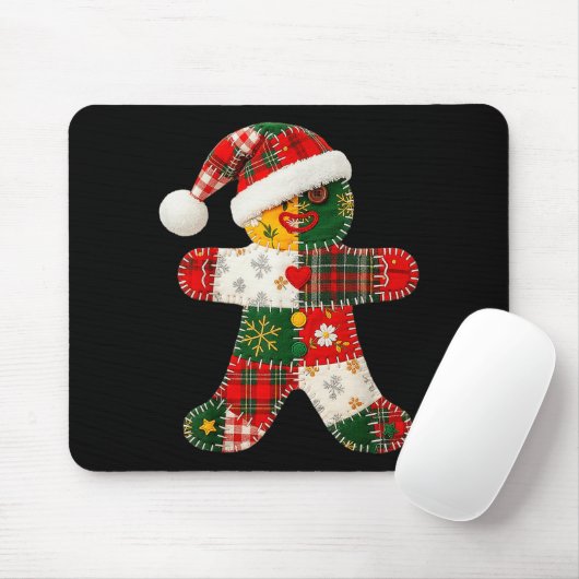 Niedliches Patchwork Gingerbrei Mann Weihnachten M Mousepad (Mit Mouse)