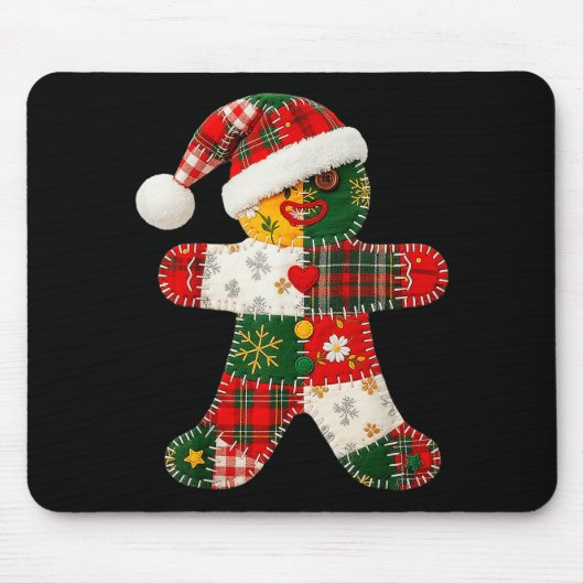Niedliches Patchwork Gingerbrei Mann Weihnachten M Mousepad (Vorne)
