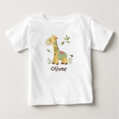 Niedliches Patchwork Giraffe Baby T-shirt (Vorderseite)