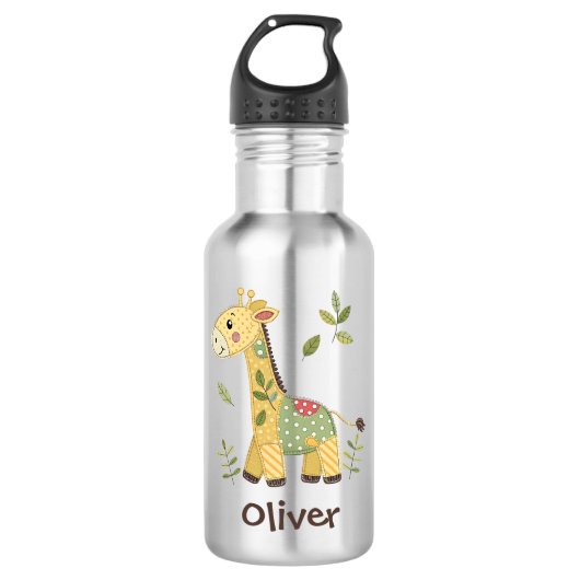Niedliches Patchwork Giraffe Edelstahlflasche (Vorderseite)
