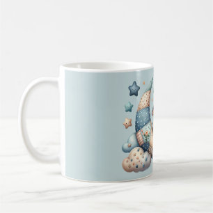 Niedliches Patchwork Kuh Over Moon mit Stars Kaffeetasse