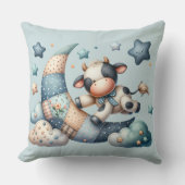 Niedliches Patchwork Kuh Over Moon mit Stars Kissen (Vorderseite)
