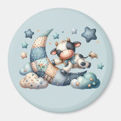 Niedliches Patchwork Kuh Over Moon mit Stars Magnet (Vorne)