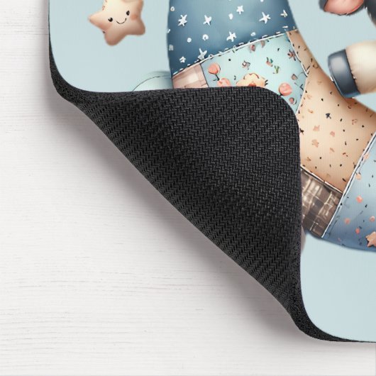 Niedliches Patchwork Kuh Over Moon mit Stars Mousepad (Ecke)