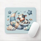 Niedliches Patchwork Kuh Over Moon mit Stars Mousepad (Mit Mouse)