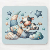Niedliches Patchwork Kuh Over Moon mit Stars Mousepad (Vorne)