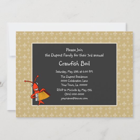 Niedliches Patchwork Lilie Crawfish Bogen Einladung (Rückseite)