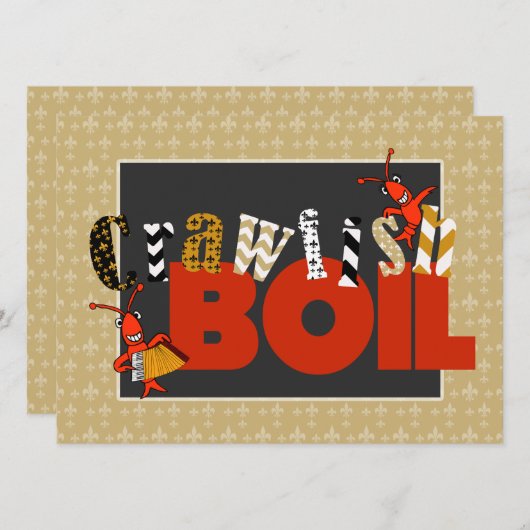 Niedliches Patchwork Lilie Crawfish Bogen Einladung (Vorne/Hinten)