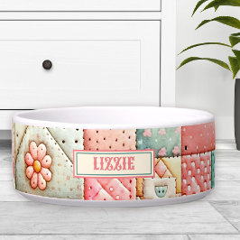 Niedliches Patchwork Pastel Individuelle Name Cat  Napf