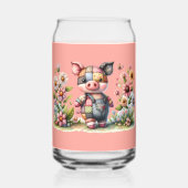 Niedliches Patchwork Piglet im Blumengarten Dosenglas (Vorderseite)