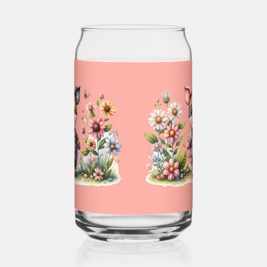 Niedliches Patchwork Piglet im Blumengarten Dosenglas (Links)