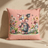 Niedliches Patchwork Piglet im Blumengarten Kissen