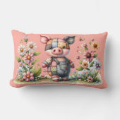 Niedliches Patchwork Piglet im Blumengarten Lendenkissen (Vorderseite)