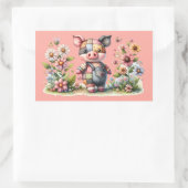 Niedliches Patchwork Piglet im Blumengarten Magnet Rechteckiger Aufkleber (Tasche)