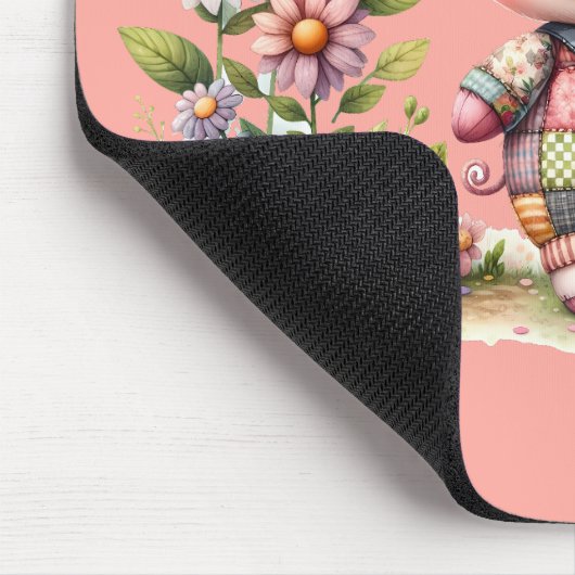Niedliches Patchwork Piglet im Blumengarten Mousepad (Ecke)