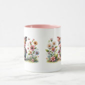 Niedliches Patchwork Piglet im Blumengarten Tasse (Zentrum)