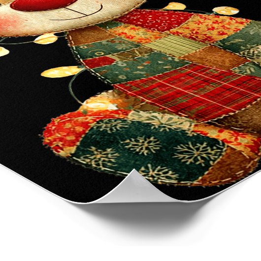 Niedliches Patchwork Reindei Weihnachten Weihnacht Poster (Ecke)