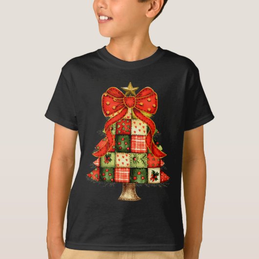 Niedliches Patchwork Weihnachtsbaum Merry Xmas Män T-Shirt (Vorderseite)