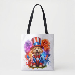 Niedliches Patriotic Uncle Sam Puppy Fireworks Tasche