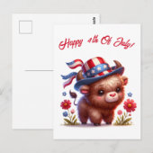 Niedliches Patriotisches Buffalo-Forth vom Juli Postkarte (Vorne/Hinten)