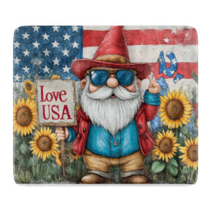 Niedliches Patriotisches Gnome/Sonnenblumen-Schnei Schneidebrett
