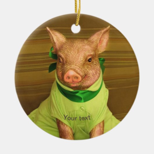 Niedliches Patti-Portrait in Grün personalisieren Keramik Ornament (Vorne)