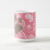 Niedliches Pawprint erröten an rosa Paisley Kaffeetasse (Mittel)