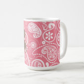 Niedliches Pawprint erröten an rosa Paisley Kaffeetasse (VorderseiteRechts)