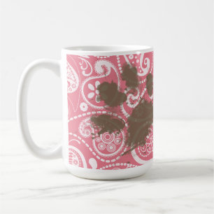 Niedliches Pawprint erröten an rosa Paisley Kaffeetasse