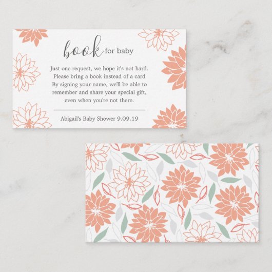 Niedliches Peach Floral Muster Buchungsanfrage Kin Begleitkarte (Vorne/Hinten)