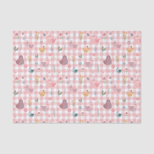 Niedliches Peach Gingham Tissue Paper Seidenpapier (Vorderseite)