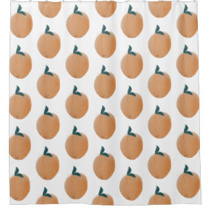 Niedliches Peach Orange Fruit Hand gezogen Duschvorhang