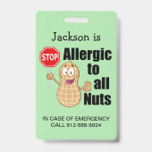 Niedliches Peanut Allergologiebewusstsein Ausweis (Vorderseite)