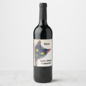 Niedliches Peeking Kat Weinetikett (Vorderseite)