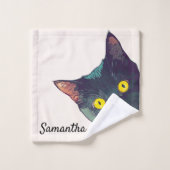 Niedliches Peeking Katzenmatte Badetuch Set (Waschlappen)