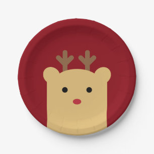 Niedliches Pekaboo Reinder Holiday Paper Plate Pappteller