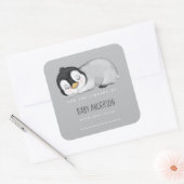 Niedliches Penguin Baby Dusche Buchzeichen Quadratischer Aufkleber (Umschlag)