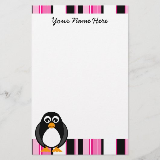 Niedliches Penguin-Briefpapier - Rosa Briefpapier (Vorderseite)