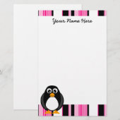 Niedliches Penguin-Briefpapier - Rosa Briefpapier (Vorne/Hinten)