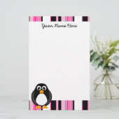 Niedliches Penguin-Briefpapier - Rosa Briefpapier (Stehend Vorderseite)