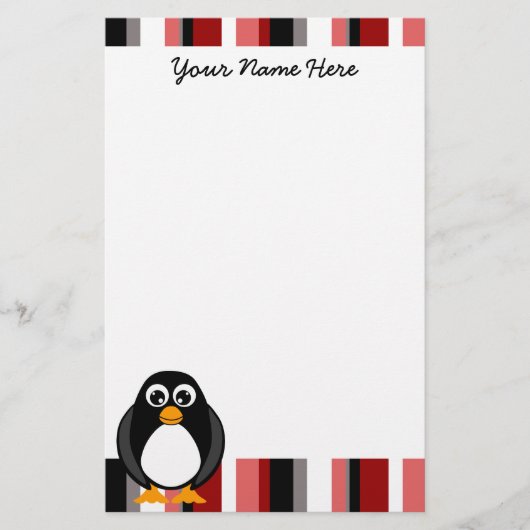 Niedliches Penguin-Briefpapier - Rot Briefpapier (Vorderseite)