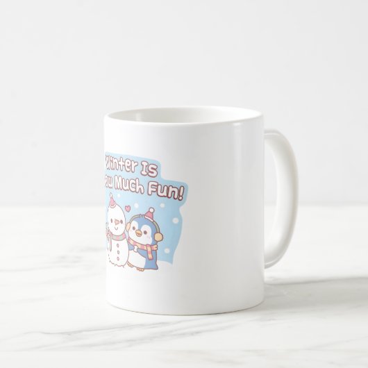 Niedliches Penguin Gebäude Schneemann Winter Schne Kaffeetasse (VorderseiteRechts)